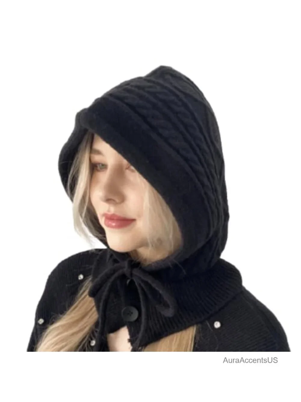 Knit Balaclava Scarf All-in-One Winter Hood Face Cover
